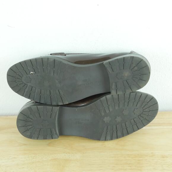 Womens 8 1/2 Loafers Brown Patent Leather Preppy Academia Minimal Slip On Flats - Picture 13 of 13